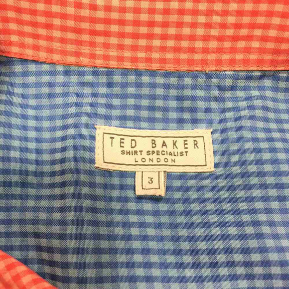 Ted Baker Button Shirt 3 M 38 Red Plaid‎ Short Slee - Picture 5 of 5